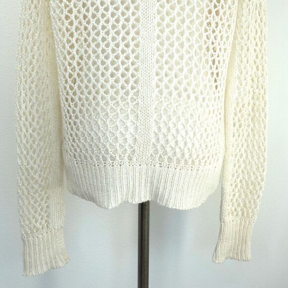 360 Sweater Sweater Open Crochet Knit Design Silk and Linen Size Small - Picture 7 of 15